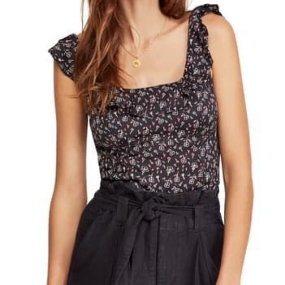 {Free People} New Stay With You Ruffled Crop Top